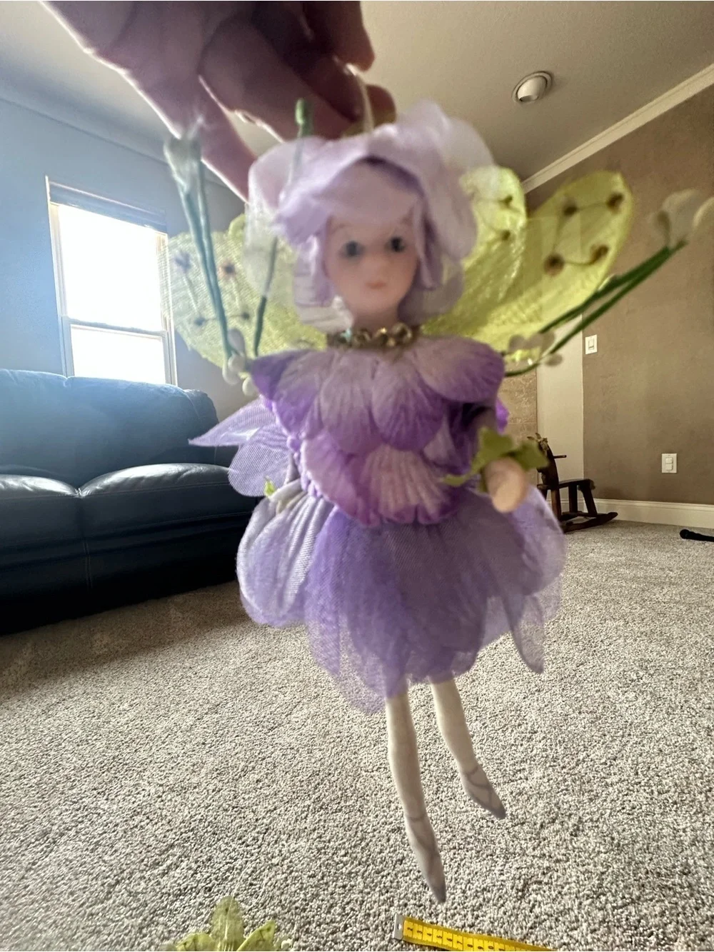 Vintage Purple and Pink Flower Fairy Ornaments - Pair
